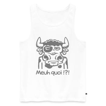 Meuh quoi ! - Débardeur bio Premium Homme - blanc - Devant - AI Model Male 178 light (178cm)