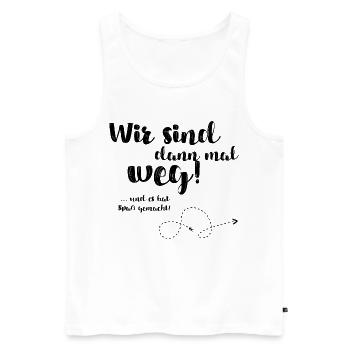 Wir sind dann mal weg - Männer Premium Bio Tank Top - Weiß - Vorne - Michal (187cm)