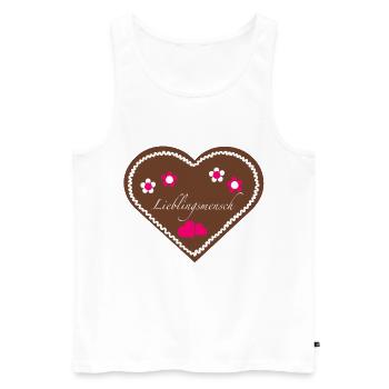 "Jahrmarkt-Liebe" Lieblingsmensch pink - Männer Premium Bio Tank Top - Weiß - Vorne - AI Model Male 178 light (178cm)