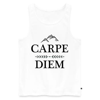 Carpe Diem - Men's Premium Organic Tank Top - white - Front - Michal (187cm)