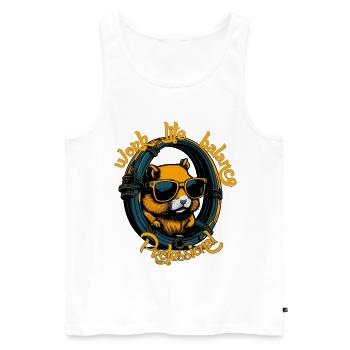Hamster Professional: Work Life Balance - Männer Premium Bio Tank Top - Weiß - Vorne - AI Model Male 178 light (178cm)