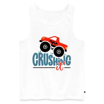 Crushing It Hotrod Grafik - Männer Premium Bio Tank Top - Weiß - Vorne - AI Model Male 178 light (178cm)