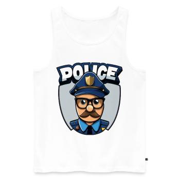 Policier, Police - Débardeur bio Premium Homme - blanc - Devant - AI Model Male 178 light (178cm)