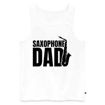 Saxophone Papa - Débardeur bio Premium Homme - blanc - Devant - AI Model Male 178 light (178cm)