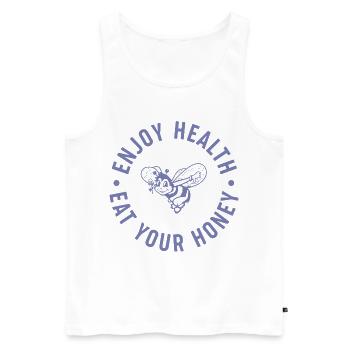 Enjoy health - eat your honey - Men's Premium Organic Tank Top - white - Front - AI Model Male 178 light (178cm)
