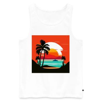 Tropical sunset on the palm beach - Men's Premium Organic Tank Top - white - Front - AI Model Male 178 light (178cm)
