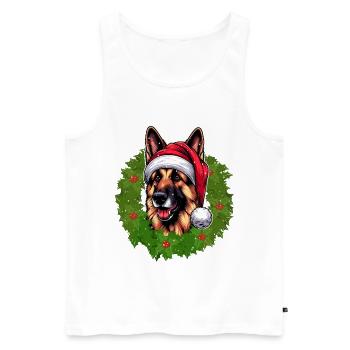 Berger allemand et chiens de chapeau de Père Noël - Débardeur bio Premium Homme - blanc - Devant - Michal (187cm)