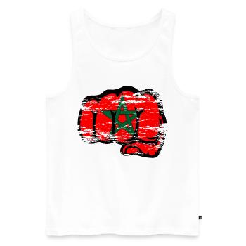 Poing de main du drapeau marocain utilisé - Débardeur bio Premium Homme - blanc - Devant - Michal (187cm)