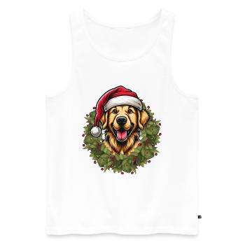 Golden Retriever at Christmas 🎄 - Men's Premium Organic Tank Top - white - Front - Michal (187cm)
