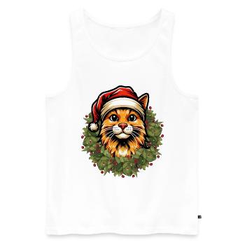 Christmas Cat with Hat - Festive Design - Men's Premium Organic Tank Top - white - Front - Michal (187cm)