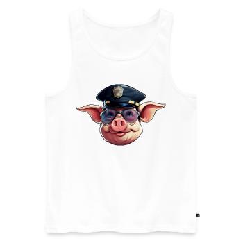 Police porcine - Débardeur bio Premium Homme - blanc - Devant - AI Model Male 178 light (178cm)