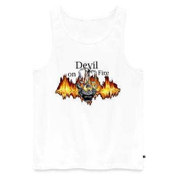 Devil on Fire Skull Flame - Men's Premium Organic Tank Top - white - Front - Michal (187cm)
