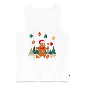 Keks Lebkuchenmann-Christbaumkugeln im Schnee - Männer Premium Bio Tank Top - Weiß - Vorne - AI Model Male 178 light (178cm)