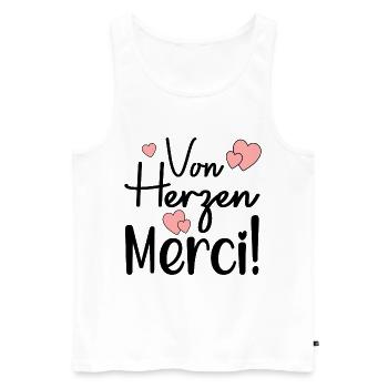 DANKESCHÖN VON HERZEN - Französisch - Männer Premium Bio Tank Top - Weiß - Vorne - AI Model Male 178 light (178cm)