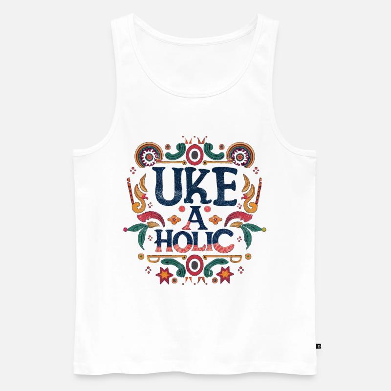Uke-aholic - Männer Premium Bio Tank Top - Weiß