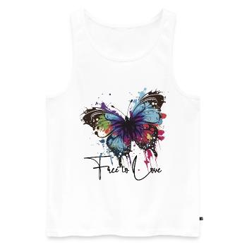 Rainbow Butterfly Splash free to love - Men's Premium Organic Tank Top - white - Front - Michal (187cm)