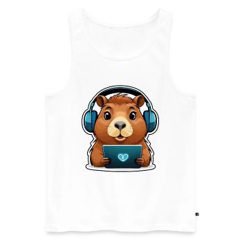 Capybara with computer - Men's Premium Organic Tank Top - white - Front - Michal (187cm)