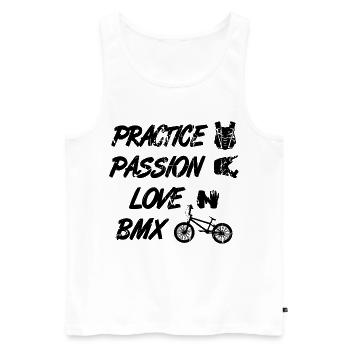 Passion Amour BMX - Débardeur bio Premium Homme - blanc - Devant - AI Model Male 178 light (178cm)