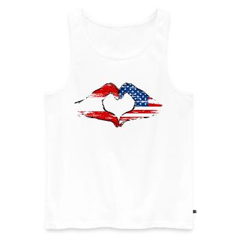 Austria USA heart shape with hands used - Men's Premium Organic Tank Top - white - Front - Michal (187cm)