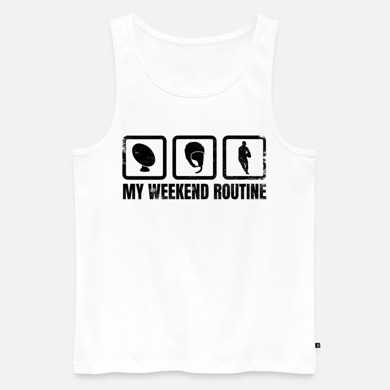 Rugbyspieler Wochenendplan - Männer Premium Bio Tank Top - Weiß