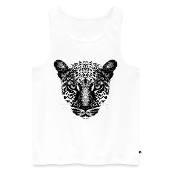 Leopard / Kopf / Schwarz - Männer Premium Bio Tank Top - Weiß - Vorne - AI Model Male 178 light (178cm)