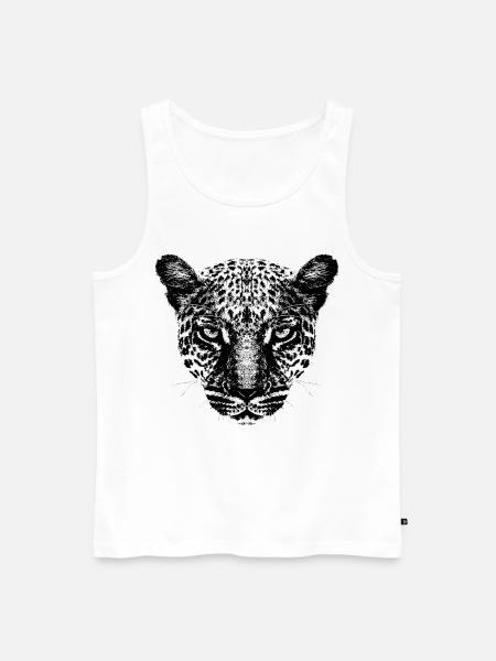 Leopard / Head / Black - Men's Premium Organic Tank Top - white