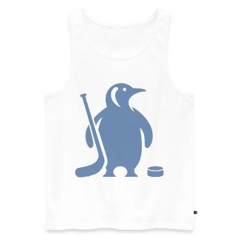 Minimalistische Pinguin Eishockey Silhouette - Männer Premium Bio Tank Top - Weiß - Vorne - Michal (187cm)