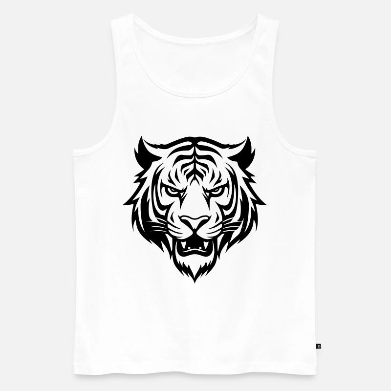 Tiger Kopf - Männer Premium Bio Tank Top - Weiß