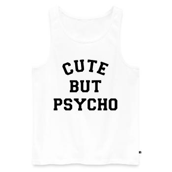 Mignon mais psychopathe. Sympa mais psychopathe. Humour* - Débardeur bio Premium Homme - blanc - Devant - AI Model Male 178 light (178cm)