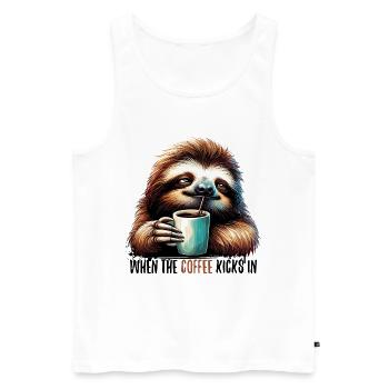Sloth Coffee Kicks Gift - Men's Premium Organic Tank Top - white - Front - AI Model Male 178 light (178cm)