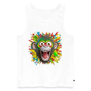 Porträt/Kopf eines bunten Rasta-Affen platzt vor Lachen - Männer Premium Bio Tank Top - Weiß - Vorne - AI Model Male 178 light (178cm)