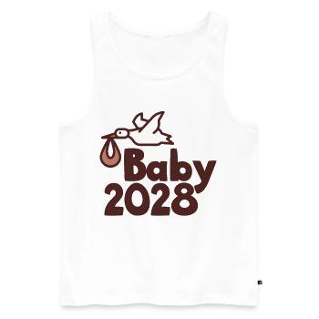 Storch Baby 2028 - Männer Premium Bio Tank Top - Weiß - Vorne - AI Model Male 178 light (178cm)