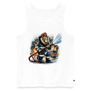 Fire Truck Lion Gift - Men's Premium Organic Tank Top - white - Front - AI Model Male 178 light (178cm)