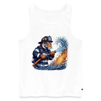 Firefighter Tiger Gift - Men's Premium Organic Tank Top - white - Front - Michal (187cm)