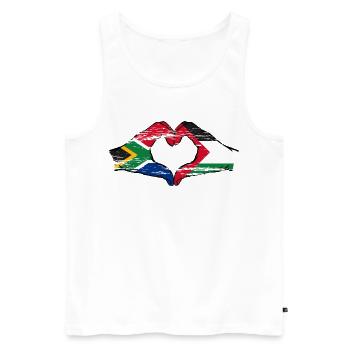 Afrique du Sud Palestine Drapeau Mains Coeur Forme Utilisé - Débardeur bio Premium Homme - blanc - Devant - Michal (187cm)