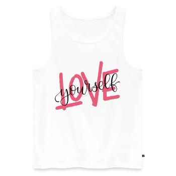 Aime toi toi-même - Débardeur bio Premium Homme - blanc - Devant - AI Model Male 178 light (178cm)