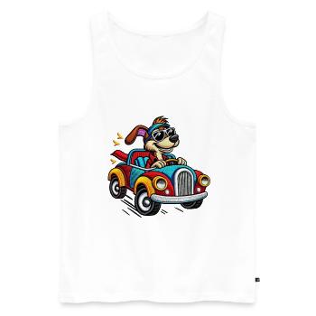 Speedy Pup in Colorful Car Tee - Men's Premium Organic Tank Top - white - Front - AI Model Male 178 light (178cm)