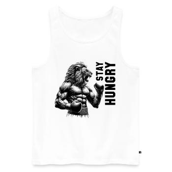 Lion rugit rester affamé Boxer combattant cadeau - Débardeur bio Premium Homme - blanc - Devant - Michal (187cm)