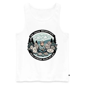 Ich hasse Menschen, aber Steine finde ich gut. - Männer Premium Bio Tank Top - Weiß - Vorne - Michal (187cm)