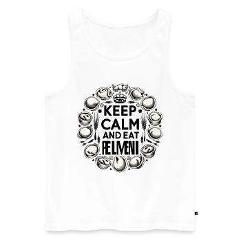 Keep Calm and Eat Pelmeni Russian Gift - Men's Premium Organic Tank Top - white - Front - Michal (187cm)