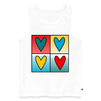 HERZ. HERZ. VALENTINSTAG. LIEBE. LIEBE. PAAR. - Männer Premium Bio Tank Top - Weiß - Vorne - Michal (187cm)