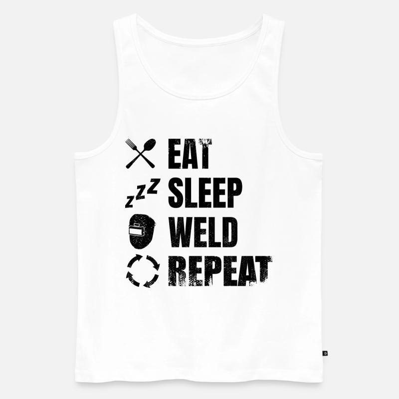 Eat Sleep Weld Repeat - Männer Premium Bio Tank Top - Weiß