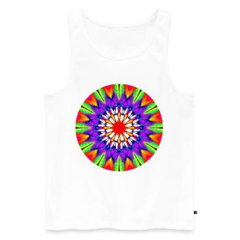 Kaleidoskop Mandala Farbrausch - Männer Premium Bio Tank Top - Weiß - Vorne - AI Model Male 178 light (178cm)
