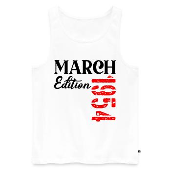 Geburtstag März 1954 – 73. Jahrestag - Männer Premium Bio Tank Top - Weiß - Vorne - AI Model Male 178 light (178cm)