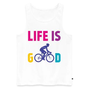 Cyclisme - La vie est belle - Débardeur bio Premium Homme - blanc - Devant - AI Model Male 178 light (178cm)