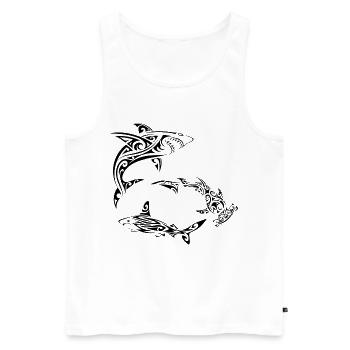 Requins polynésiens noirs - Débardeur bio Premium Homme - blanc - Devant - AI Model Male 178 light (178cm)