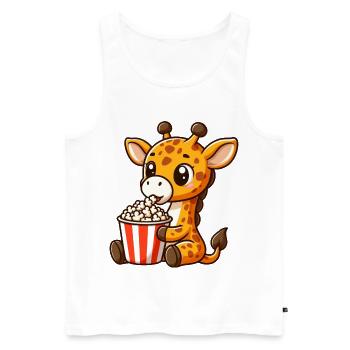 Cinema fan giraffe eats popcorn - Men's Premium Organic Tank Top - white - Front - Michal (187cm)