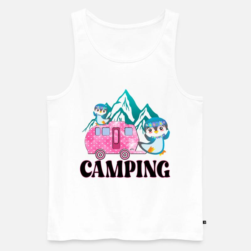 CAMPING CAMPINGSPLATZ PINGUINE - Männer Premium Bio Tank Top - Weiß