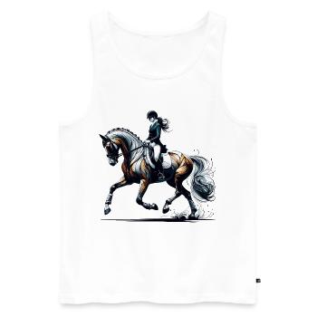 Cadeau de cheval d’équitation de dressage - Débardeur bio Premium Homme - blanc - Devant - Michal (187cm)
