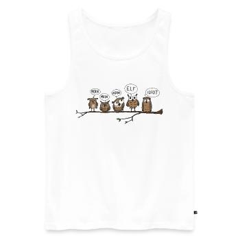moin eulen lustig tier illustration morgen hamburg - Männer Premium Bio Tank Top - Weiß - Vorne - AI Model Male 178 light (178cm)